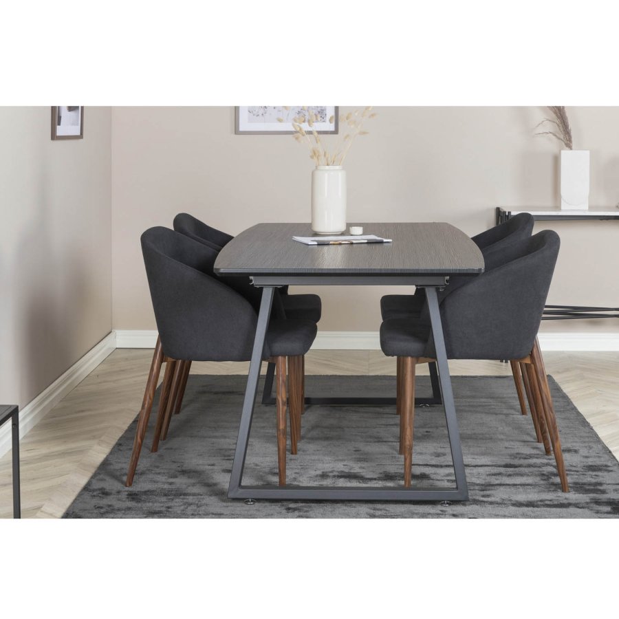 VENTURE DESIGN Arch spisebordsstol, m. armln - sort polyester og valndfolie metal