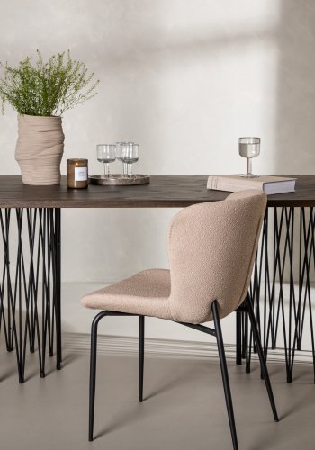 VENTURE DESIGN Stone spisebord, oval - mokka finér og sort stl (220x100)