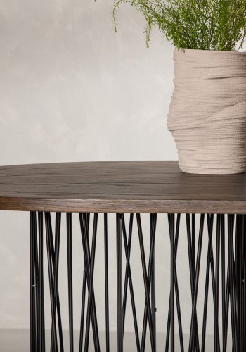 VENTURE DESIGN Stone spisebord, oval - mokka finér og sort stl (220x100)