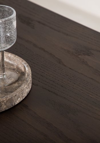 VENTURE DESIGN Stone spisebord, oval - mokka finér og sort stl (220x100)