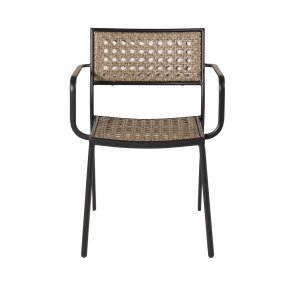 VENTURE DESIGN Paola havestol, m. armln og sort hynde - natur polyrattan og sort stl