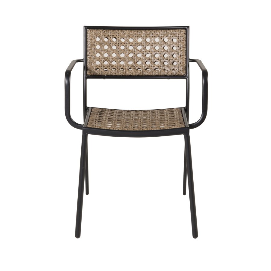 VENTURE DESIGN Paola havestol, m. armln og sort hynde - natur polyrattan og sort stl