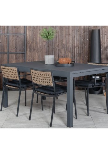 VENTURE DESIGN Paola havestol, m. armln og sort hynde - natur polyrattan og sort stl