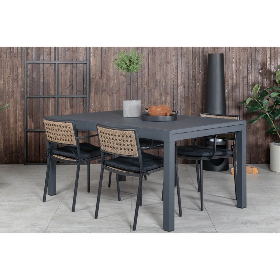 VENTURE DESIGN Paola havestol, m. armln og sort hynde - natur polyrattan og sort stl