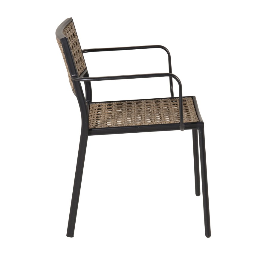 VENTURE DESIGN Paola havestol, m. armln og sort hynde - natur polyrattan og sort stl