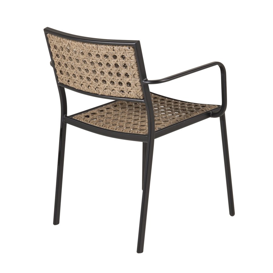 VENTURE DESIGN Paola havestol, m. armln og sort hynde - natur polyrattan og sort stl