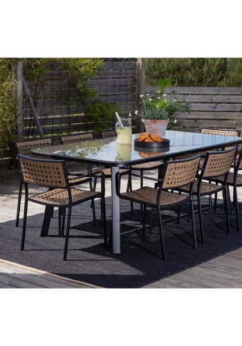 VENTURE DESIGN Paola havestol, m. armln og sort hynde - natur polyrattan og sort stl