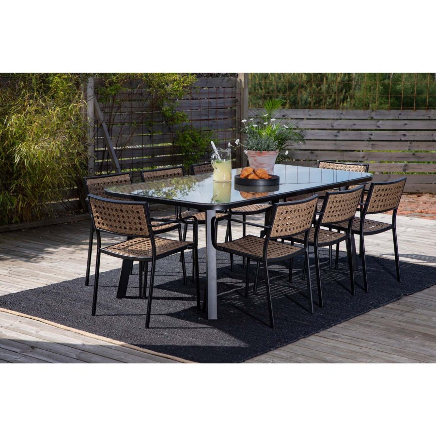 VENTURE DESIGN Paola havestol, m. armln og sort hynde - natur polyrattan og sort stl