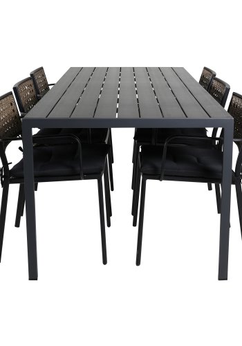 VENTURE DESIGN Paola havestol, m. armln og sort hynde - natur polyrattan og sort stl