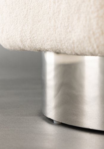 VENTURE DESIGN Newton puf, kvadratisk - offwhite polyester bamsestof og slv stl (45x45)