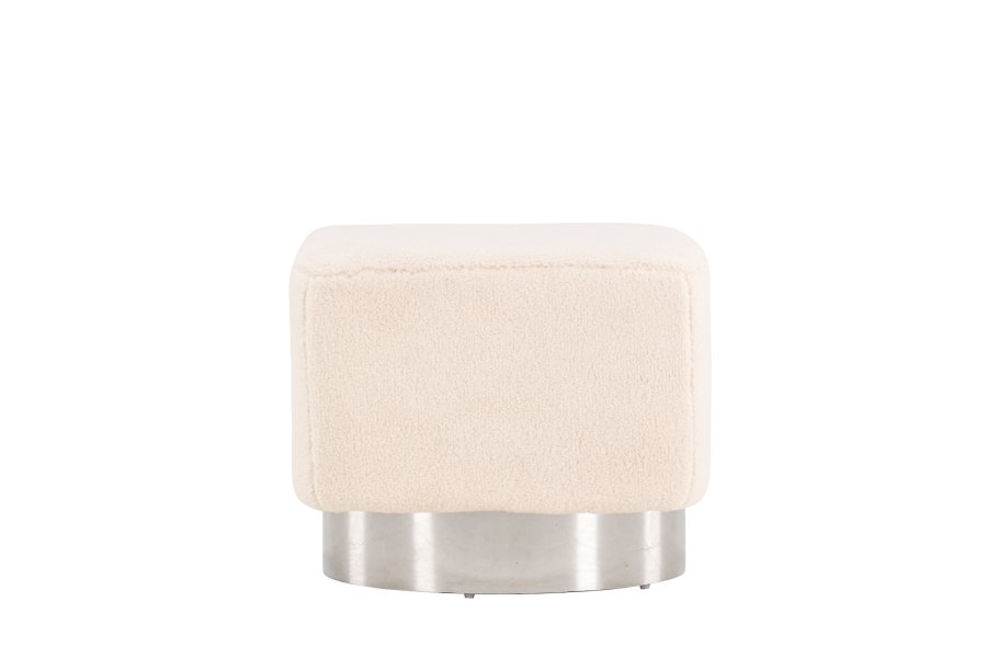 VENTURE DESIGN Newton puf, kvadratisk - offwhite polyester bamsestof og slv stl (45x45)