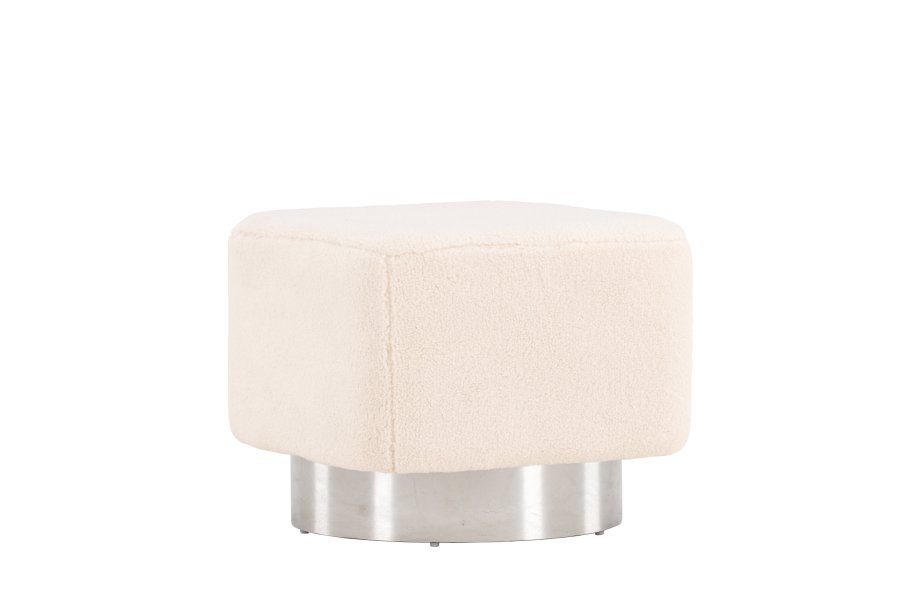 VENTURE DESIGN Newton puf, kvadratisk - offwhite polyester bamsestof og slv stl (45x45)