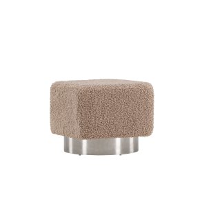 VENTURE DESIGN Newton puf, kvadratisk - brun polyester bamsestof og slv stl (45x45)