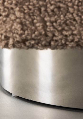 VENTURE DESIGN Newton puf, kvadratisk - brun polyester bamsestof og slv stl (45x45)