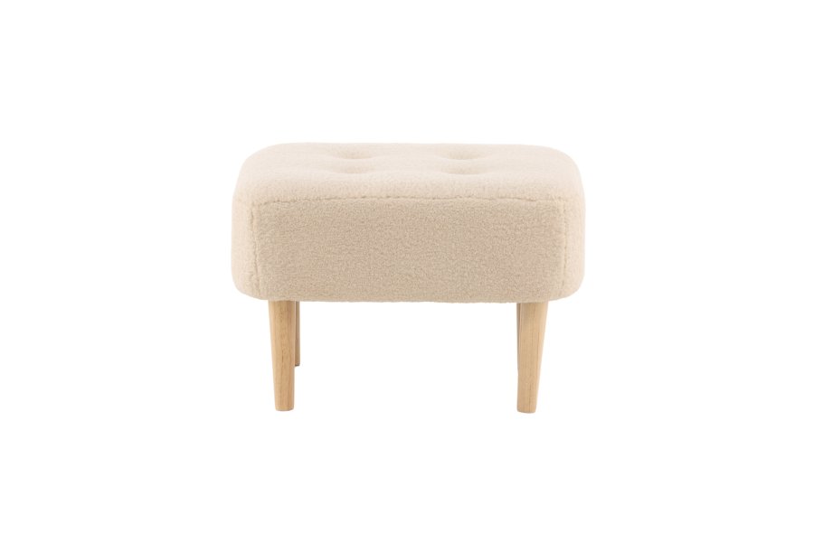 VENTURE DESIGN Salina puf, kvadratisk - hvid fleece polyester og natur gummitr (59x59)