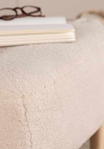 VENTURE DESIGN Salina puf, kvadratisk - hvid fleece polyester og natur gummitr (59x59)