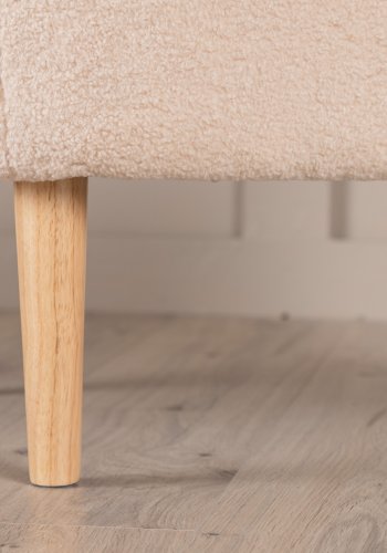 VENTURE DESIGN Salina puf, kvadratisk - hvid fleece polyester og natur gummitr (59x59)