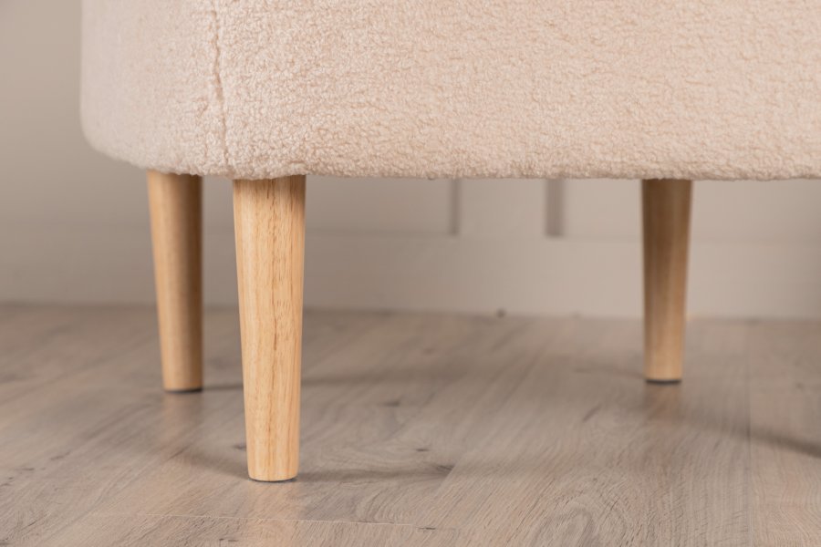 VENTURE DESIGN Salina puf, kvadratisk - hvid fleece polyester og natur gummitr (59x59)