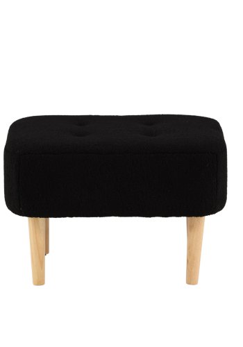 VENTURE DESIGN Salina puf, kvadratisk - sort fleece polyester og natur gummitr (59x59)