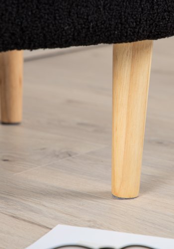 VENTURE DESIGN Salina puf, kvadratisk - sort fleece polyester og natur gummitr (59x59)