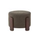 VENTURE DESIGN Coffey puf, rund - mrkegr bouclé polyester og mrkebrun gummitr (52,5)