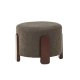 VENTURE DESIGN Coffey puf, rund - mrkegr bouclé polyester og mrkebrun gummitr (52,5)
