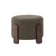 VENTURE DESIGN Coffey puf, rund - mrkegr bouclé polyester og mrkebrun gummitr (52,5)