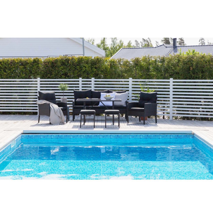 VENTURE DESIGN Knock sofast - sorte hynder og sort glas, polyrattan og stl