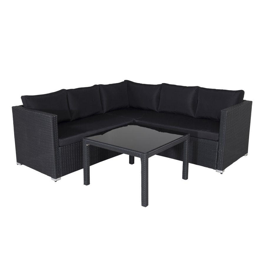 VENTURE DESIGN Kuba modul sofast - sorte hynder og sort glas, polyrattan og stl