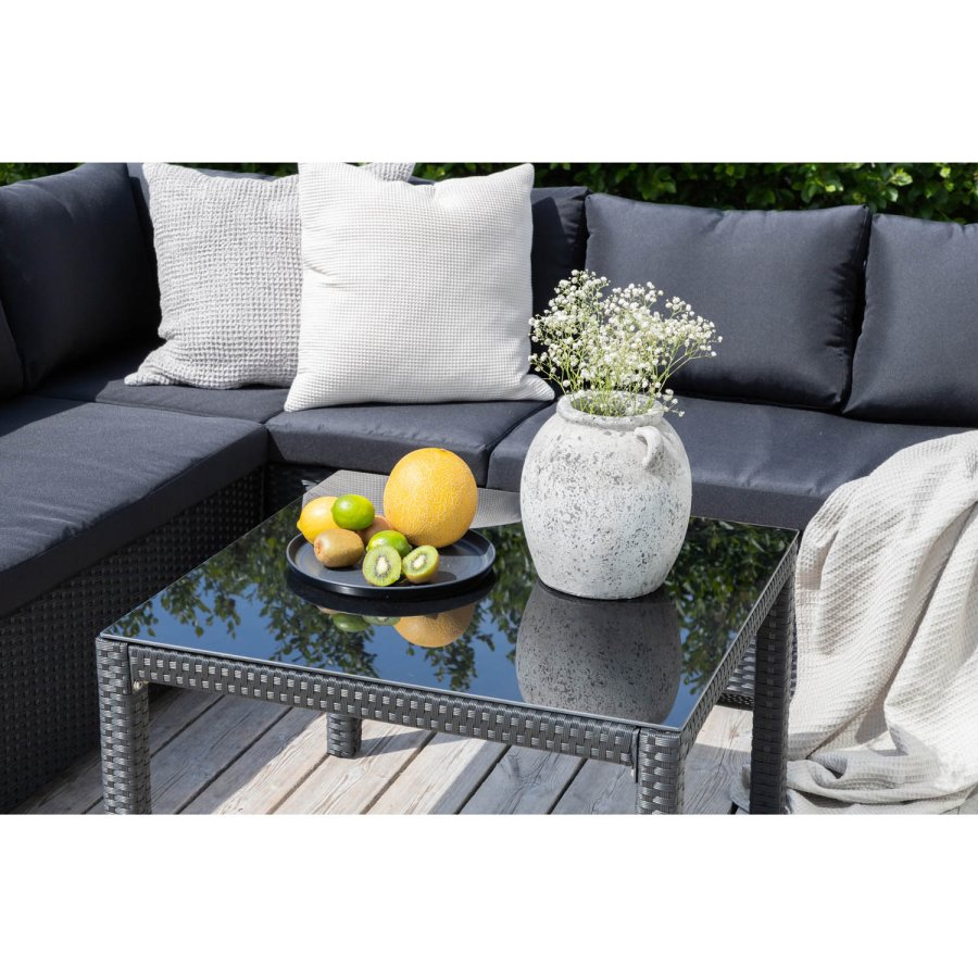 VENTURE DESIGN Kuba modul sofast - sorte hynder og sort glas, polyrattan og stl