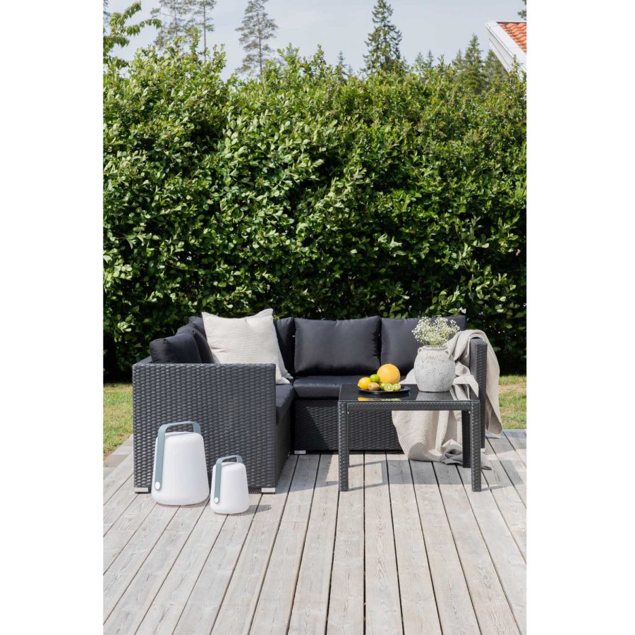 VENTURE DESIGN Kuba modul sofast - sorte hynder og sort glas, polyrattan og stl