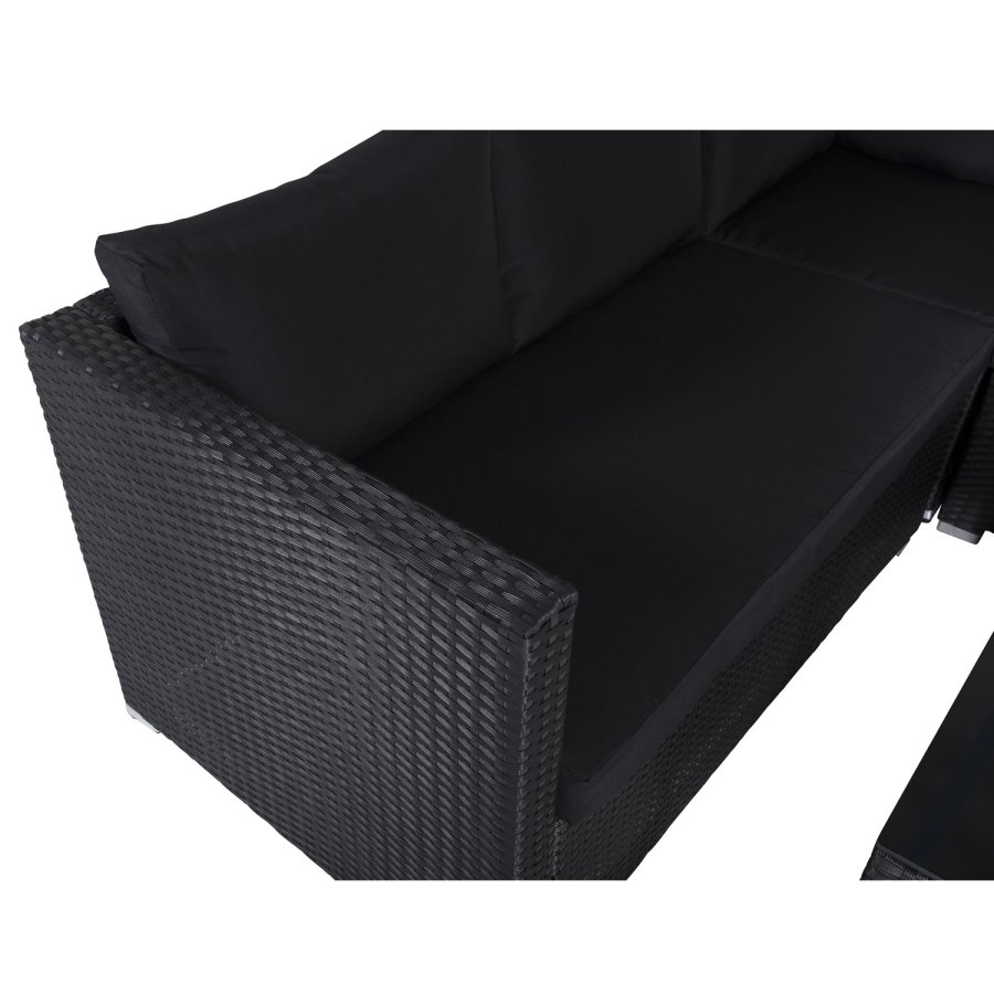 VENTURE DESIGN Kuba modul sofast - sorte hynder og sort glas, polyrattan og stl