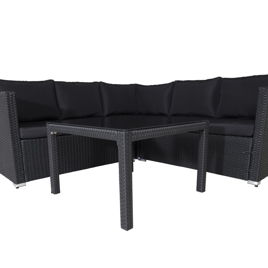 VENTURE DESIGN Kuba modul sofast - sorte hynder og sort glas, polyrattan og stl