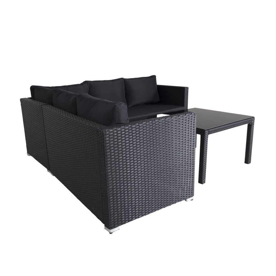 VENTURE DESIGN Kuba modul sofast - sorte hynder og sort glas, polyrattan og stl