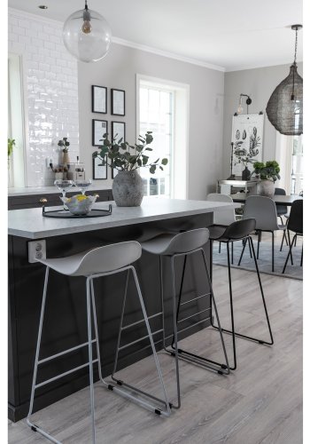 VENTURE DESIGN Wave barstol, m. rygln og fodsttte - gr plast og gr metal