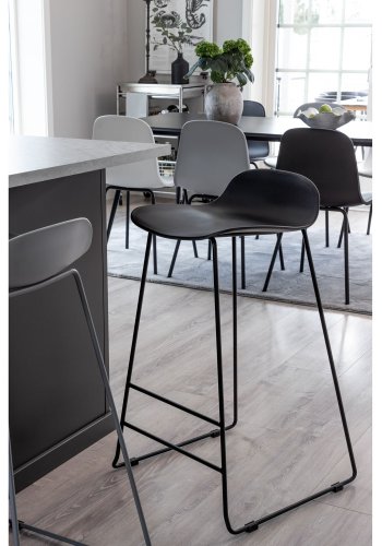 VENTURE DESIGN Wave barstol, m. rygln og fodsttte - gr plast og gr metal