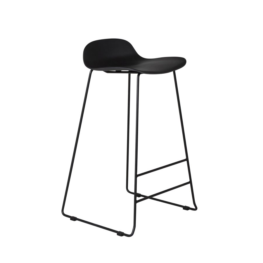 VENTURE DESIGN Wave barstol, m. rygln og fodsttte - sort plast og sort metal