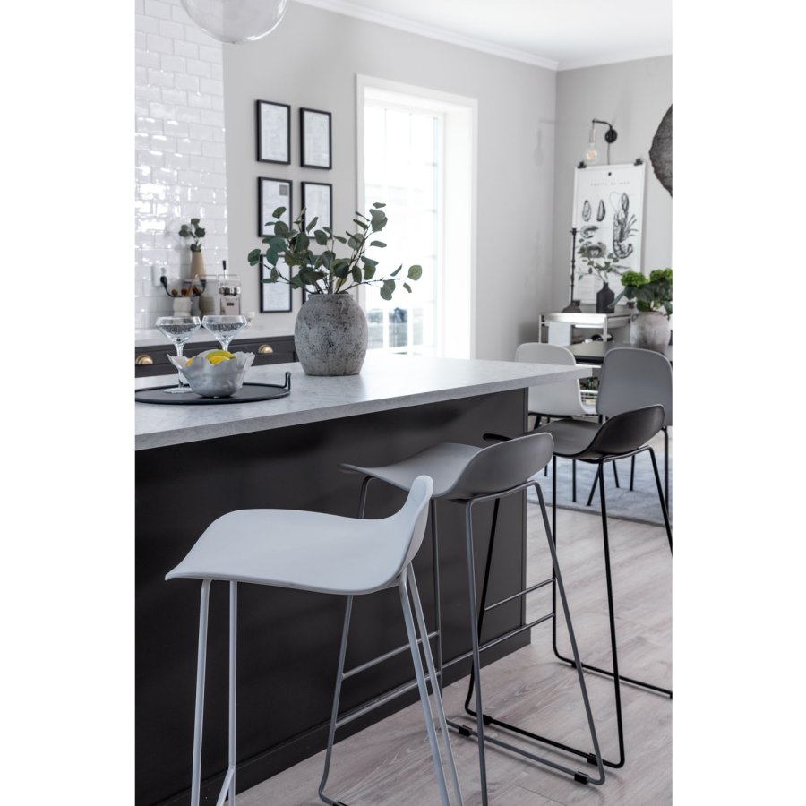 VENTURE DESIGN Wave barstol, m. rygln og fodsttte - sort plast og sort metal