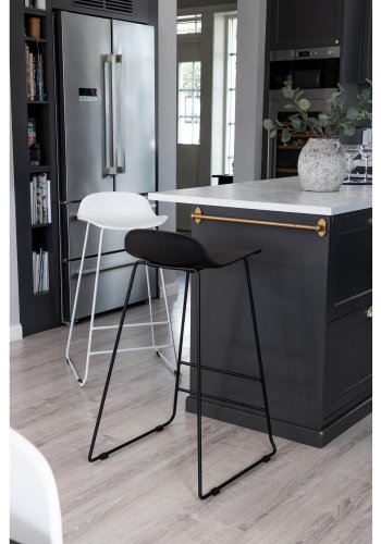 VENTURE DESIGN Wave barstol, m. rygln og fodsttte - sort plast og sort metal