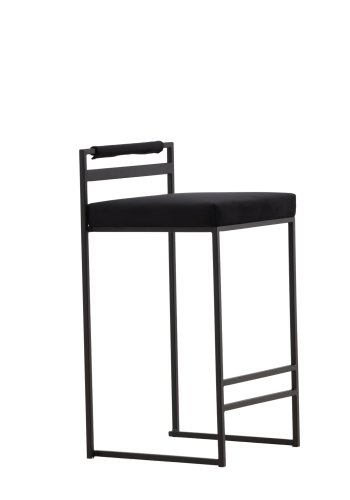 VENTURE DESIGN Opelika barstol, m. rygln og fodsttte - sort fljl og sort stl