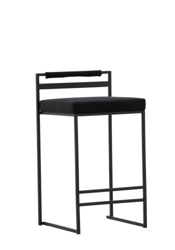 VENTURE DESIGN Opelika barstol, m. rygln og fodsttte - sort fljl og sort stl