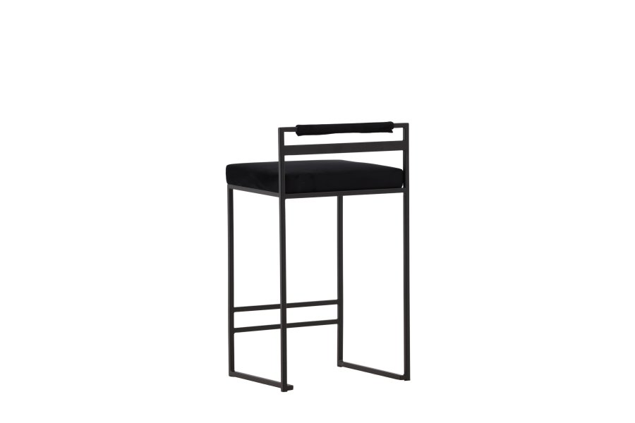 VENTURE DESIGN Opelika barstol, m. rygln og fodsttte - sort fljl og sort stl