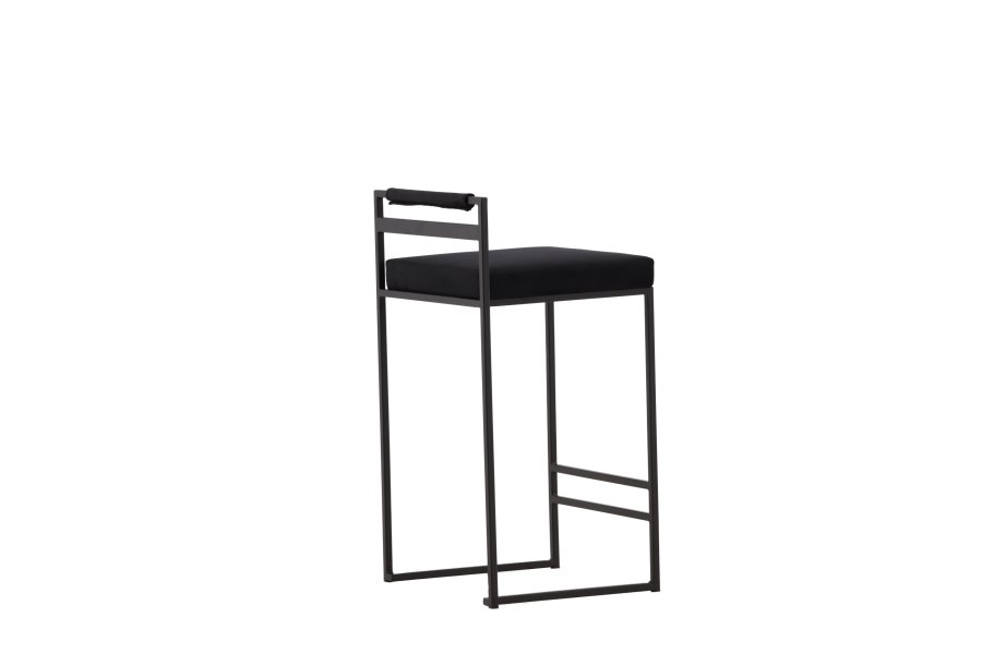 VENTURE DESIGN Opelika barstol, m. rygln og fodsttte - sort fljl og sort stl