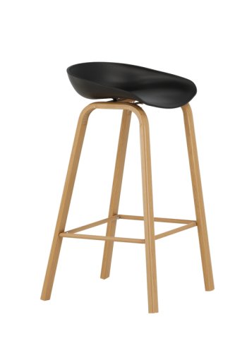 VENTURE DESIGN Decatur barstol, m. rygln og fodsttte - sort polypropylen og natur stl