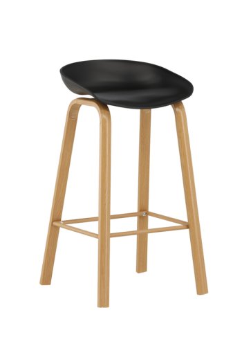 VENTURE DESIGN Decatur barstol, m. rygln og fodsttte - sort polypropylen og natur stl