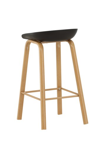 VENTURE DESIGN Decatur barstol, m. rygln og fodsttte - sort polypropylen og natur stl