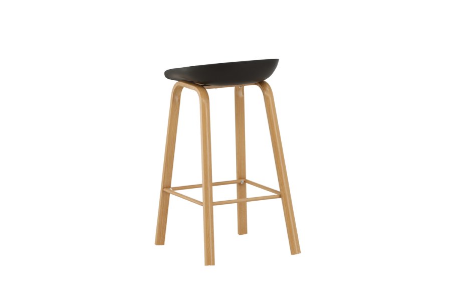 VENTURE DESIGN Decatur barstol, m. rygln og fodsttte - sort polypropylen og natur stl