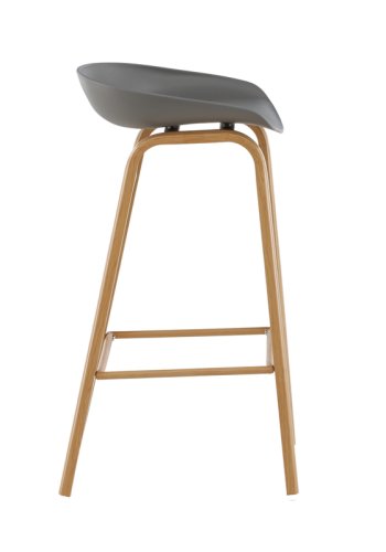 VENTURE DESIGN Decatur barstol, m. rygln og fodsttte - gr polypropylen og natur stl