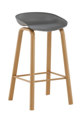 VENTURE DESIGN Decatur barstol, m. rygln og fodsttte - gr polypropylen og natur stl