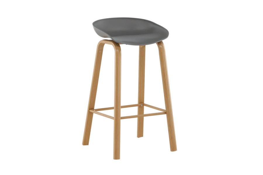 VENTURE DESIGN Decatur barstol, m. rygln og fodsttte - gr polypropylen og natur stl